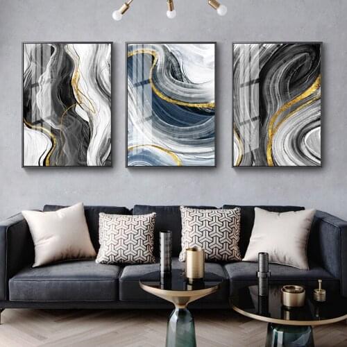 Modern Abstract Line Texture Poster Gold Black White Wall Art Picture Print Canvas Painting Living Room Nordic Home Decoretion