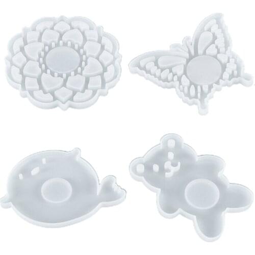 Diy Crystal Epoxy Silicone Mold Lotus/Butterfly Table Decorative Mirror Surface Silicone Mold Resin Coaster Placemat