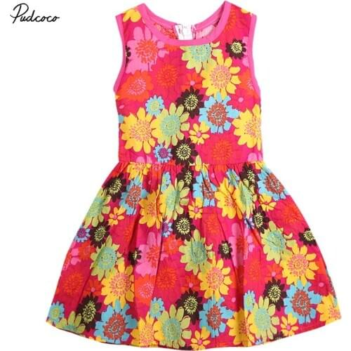 Pudcoco ummer Toddler Kids Girl Princess Sleeveless Floral Lace Pierced Party Dress