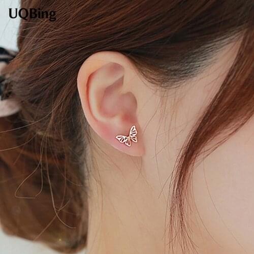Free Shipping Beautiful Jewelry Fashion Women Stud Earrings 925 Sterling Silver Butterfly Stud Earrings Pendientes Brincos