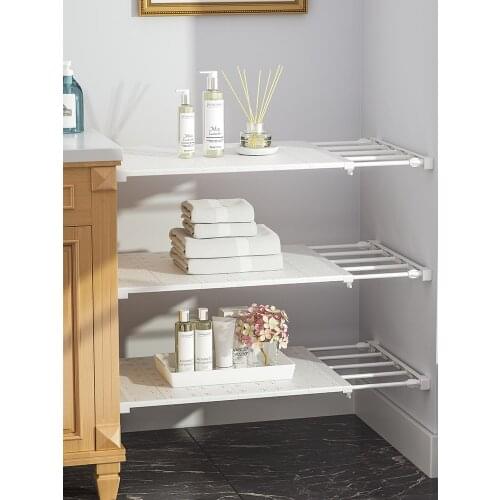 Bedroom hole free wardrobe lower hanger layered partition household dormitory compartment retractable storage rack storage rack