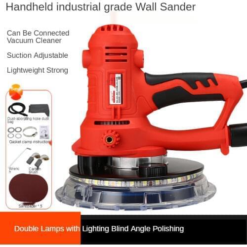 1250W Wall Grinder 6 Variable Speed Drywall Sander Portable LED Light With Vacuum Sandpaper Machine Wall Putty Polishing Machine