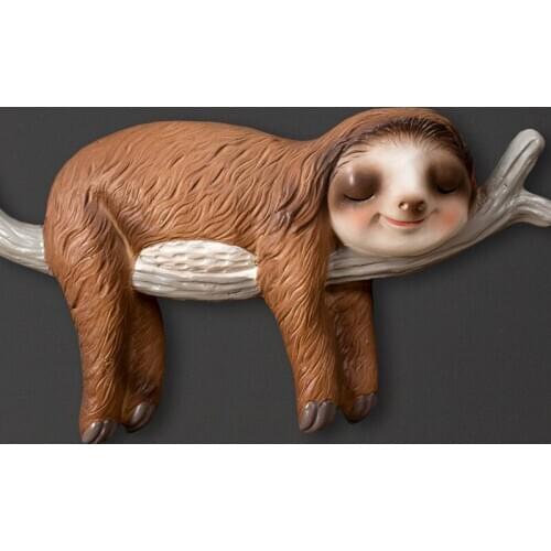 Nordic Cute Resin Sloth Animal Wall Hanging Resin Birds Children Room Decoration Coffee Shop Bookstore Wall Decor