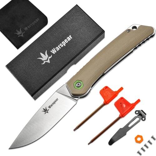 Warspear WP501K Ceramic Ball Bearings Front Flipper Folding Knife 14C28N Blade Micarta Handle Tactical Survival EDC Knives Tools