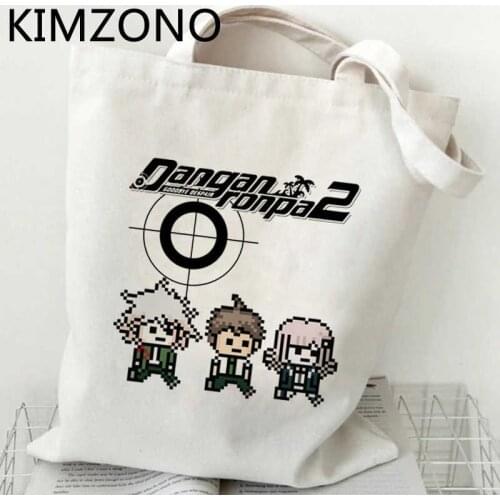 Danganronpa shopping bag bolso reusable canvas tote jute bag shopper bag cloth net jute reciclaje sac toile