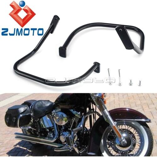 Motorcycle Saddlebag Bags Steel Guard Bracket For Harley Softail Deluxe FLSTN 2005-2017 7/8'' 22mm Crash Bars SideBox Protector