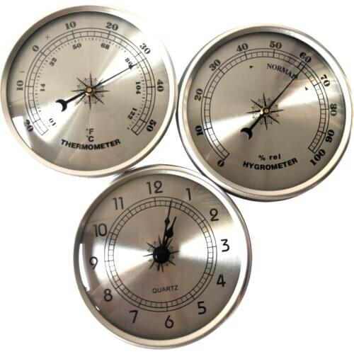 90mm Thermometer Moisture Meter Hygrometer Clock for Weather Forecast Weather Station Household Hotel Test Tools Set