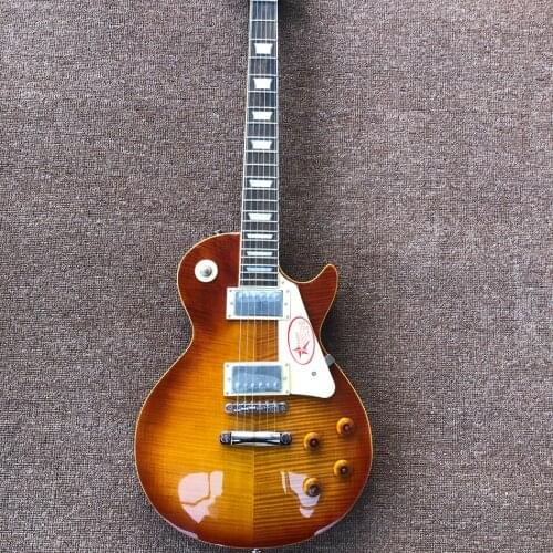 High Quality Electric Guitar,Tobacco Burst,Yellow Binding,Chrome Hardware,Free Shipping