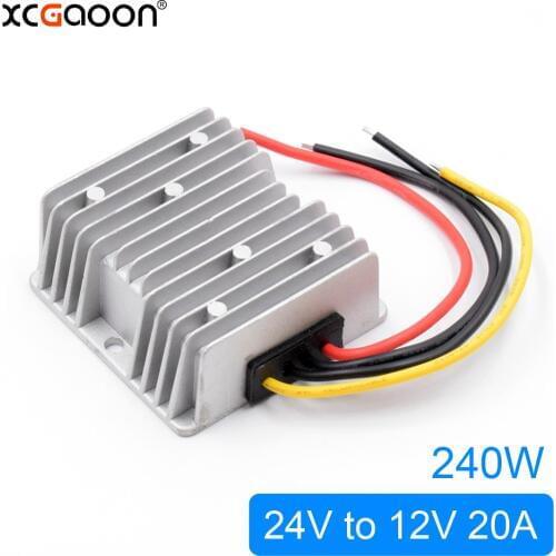 XCGaoon DC DC Converter Adapter input DC 24V ( Voltage Range 16V-40V ) Output 12V 20A 240W Step Down Car Power Supply