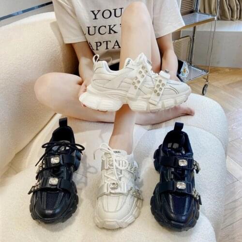 2021 autumn stylish dimond women sneakers streetwear breathable Sports Shoes mesh net Hip Hop Casual Trainers white black