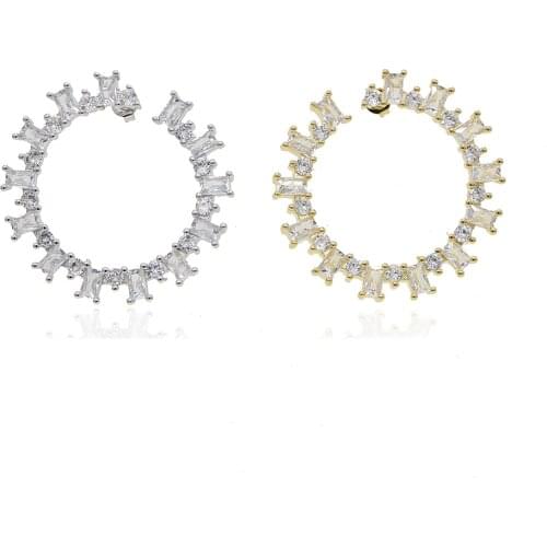 2020 New Design Sparking Cz Baguette Stone Trendy Women Jewelry Clear Cz AAA Cubic Zirconia Round Circle Hoop Earring