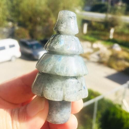 1PCS Natural Hand Carved Jasper stone Christmas Tree Shape Healing Crystal Christmas Tree For Christmas Gift