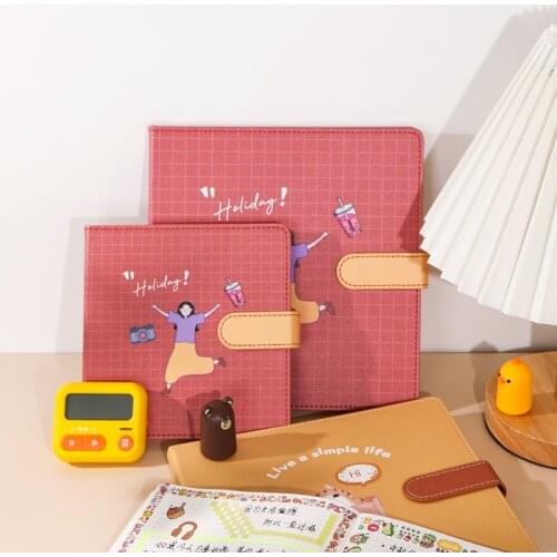 1pc Kawaii Diary Notebook Square Grid Inside Page 80 Sheets Paper Cute Pattern PU Cover Journal Book Portable Travel Notebook