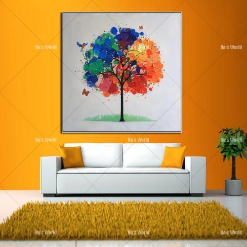 100% Hand Painted Modern Abstract tree Oil Painting On Canvas wall Art landscape picture for Home Decor weddibg Christmas gift