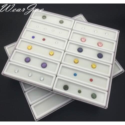 12pcs 3x10cm Gem Display Plastic Box Storage Container for Gemstones Diamond Holder Organzier Clear Acrylic Lid & White Foam