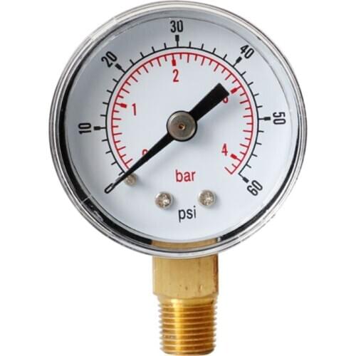 40mm Face Pressure Gauge 1/8" BSPT Bottom Mount 15,30,60.100,160 200, 300 PSI & Bar for Air Gas Water Fuel Liquid
