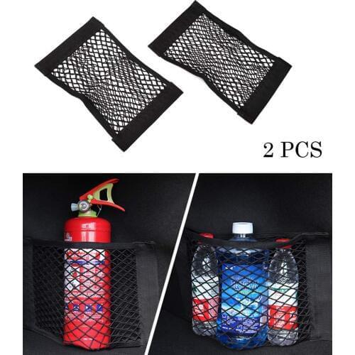 Universal Trunk Organizer Rear Seat Back Cargo Mesh Net Flexible Nylon Car Storage Wall Sticker Pouch Bag 40*25CM 2PCS