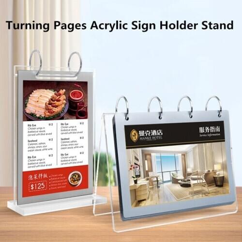 A6 Acrylic Portrait Counter Poster Display Stand Clear Stand up Sign Holder Menu Leaflet Flyer Poster Holder Display Stand