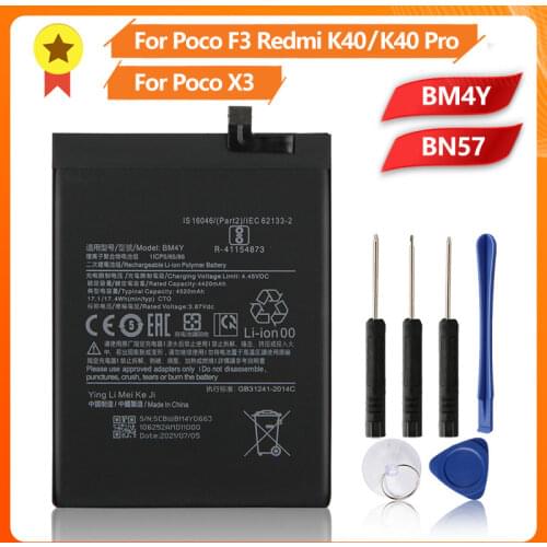 BM4Y Phone Battery For Poco F3 Redmi K40 Pro K40 Pro+ BM4Y 4520mAh Original Battery + Tool