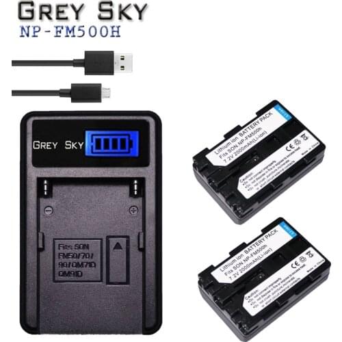 2000mAh NP-FM500H NP FM500H NPFM500H Camera Battery+LCD USB Charger For Sony A57 A58 A65 A77 A99 A550 A560 A580 Battery L10