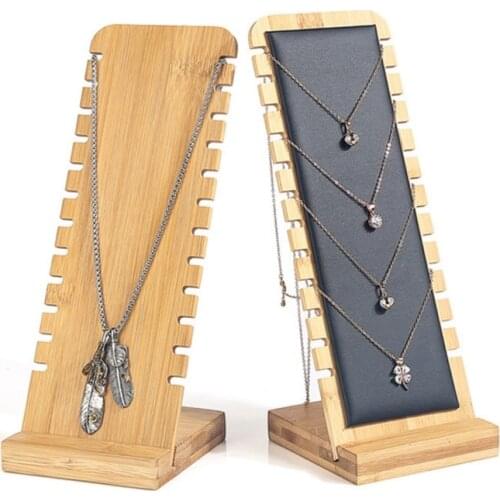 Bamboo Jewelry Display Stand Wood Necklace Easel Showcase Display Holder Stands N0HE