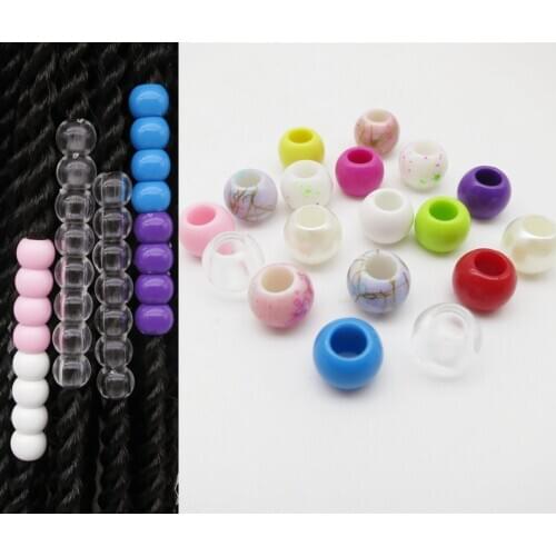 50pcs Resin Hair Beads 5mm Big Hole Dreadlock Beads For Jumbo kids girls women Braid Dreadlock Hair Accessories