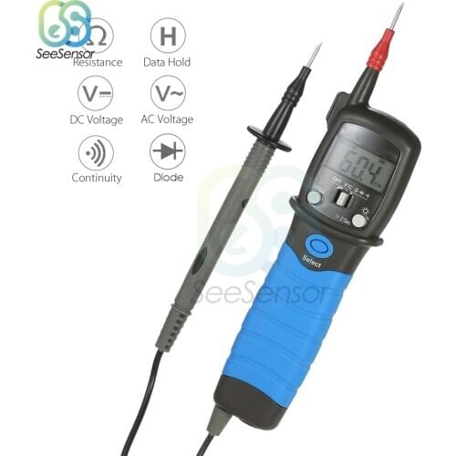 LCD Display Handheld Pen Type Digital Multimeter DC/AC Voltage Meter Resistance Diode Continuity Tester with Backlight