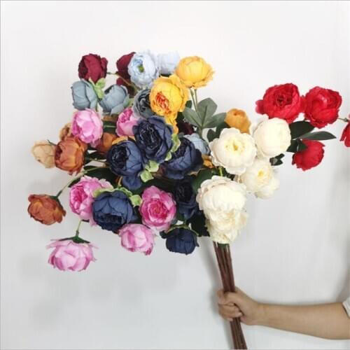 One Artificial Silk Peony Flower Branch 7 Heads Fake Peonies Long Stem Flowers for Wedding Party Centerpieces Floral Decoration