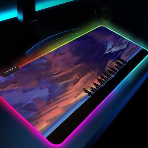 Attack on Titan Anime Mouse Pad Gaming Accessories Desk Pad Led Rgb Mouse Mat Xxxl Mousepad Customize Pads Mats with Backlight