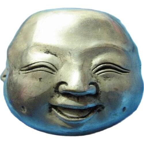 China tibet silver carved four face buddha head pendant