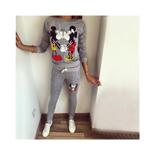 Mickey Women Two Pieces Sets Top + Trousers Women Long Sleeve Sets Women Outfit Suits For Ladies Clothes Sets Women Clothing