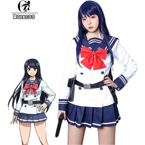 ROLECOS High Rise Invasion Yuri Honjo Cosplay Costume Tenkuu Shinpan Yuri Outfit JK Scloor Uniform Shirt Skirt Full Set