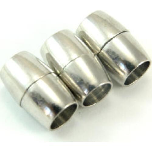 50 sets Stainless Steel Magnetic Clasp, Silver / Gold 7mm Hole 16mm Long Tube Magnetic End Cap for Leather Cords