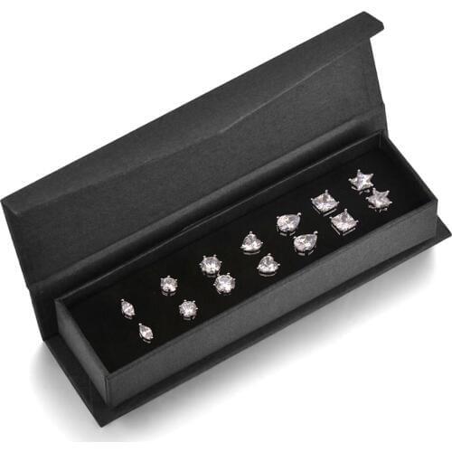 Small Earrings Set for Girls Party Jewelery High Quality Star Square Heart Teardrop Designer CZ Stone Stud Earings Bijoux Gift