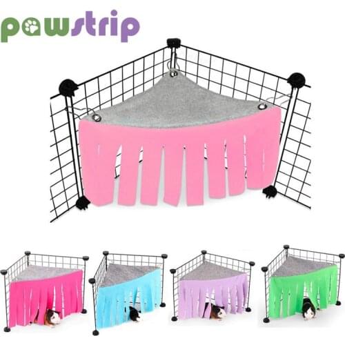 Small Pet Hammock with Curtain Hiding Tent Cage Hamster Shelter Cottage for Guinea Pig Ferrets Chinchillas Small Animal Supplies