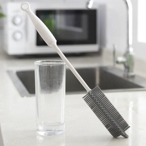 Reusable Silicone Cup Brush Kitchen Cleaning Tools Long Handle Drink Wineglass Bottle Glass Cup Washing Cleaning Sponge Brushes