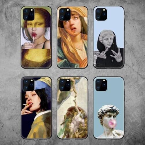 Funny Art Paintings Mona Lisa Phone Case for iPhone XR 11 Pro MAX 7 Plus 6S 8 Plus X XS Max Case for iPhone Cover Soft Silicone