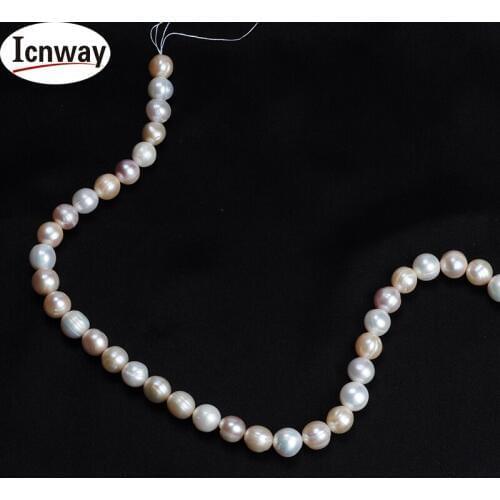 Natural A round Freshwater Pearl 11-12mm withe pink lavender 15inches DIY necklace bracelet earring FreeShipping Wholesale
