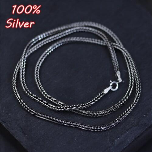 45/50/55/60/65/70/75cm Fashion 925 Sterling Silver Color Jewelry Foxtail Chain For Men and Women Necklace Long Clavicle Chain