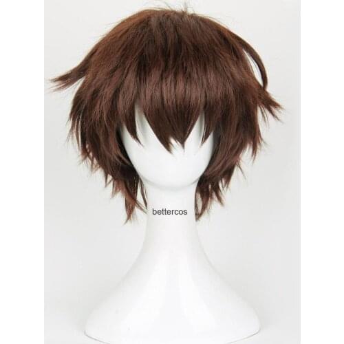 Anime Kakegurui Compulsive Gambler Cosplay Wigs Suzui Ryota Brown Short Heat Resistant Hair Cosplay Wig + Wig Cap