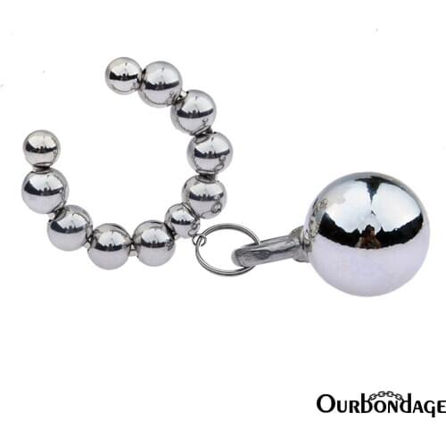 Ourbondage 4 Size Stainless Steel Single Ball Beads Ring Penis Stretcher Scrotum Pendant Restraint Traning For Men Gay Sex Toy