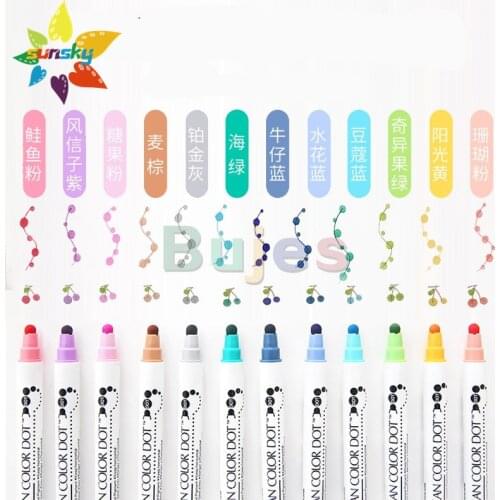 Original Japan Kuretake Clean Color Dot Double head Watercolor pen dot marker pen hand account color pen 4/12 color art supplies