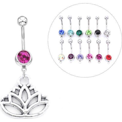 1PC Fashion Luxury Crystal Flower Navel Piercing Belly Button Rings Piercing Navel Body Belly Piercing Body Jewelry for Women