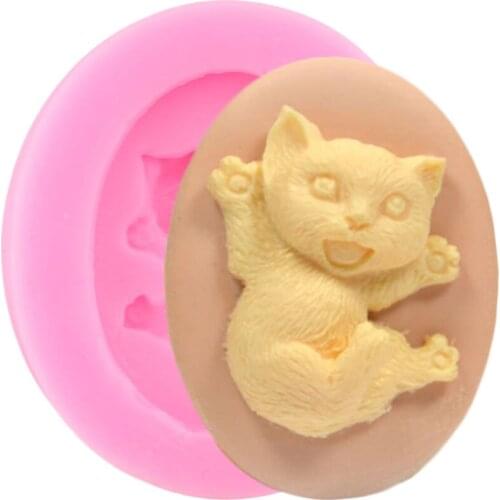 3D Cat Baby Silicone Mold Birthday Party Cupcake Topper Fondant Molds Cake Decorating Tools Clay Candy Chocolate Gumpaste Moulds