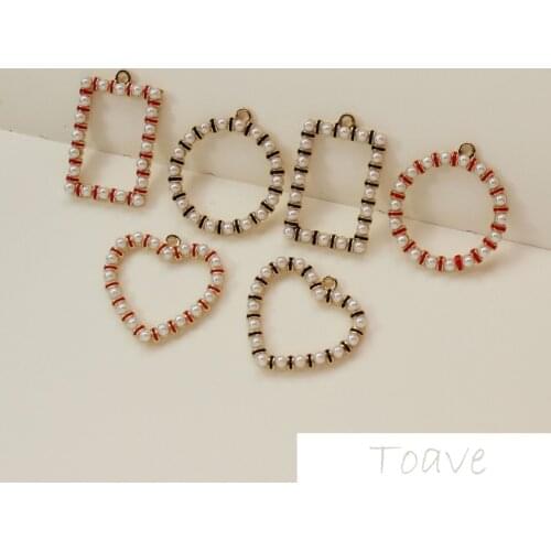 Alloy Retro Imitation Pearl Peach Heart Circle Rectangles Pearl Oil Drop DIY Ear Stud Material Accessories