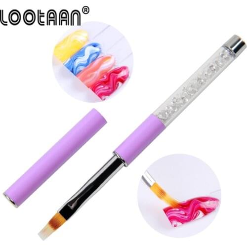 UV Pincel Gel Nails Ombre Brush Manicure Material Purple Rhinestone Handle Nylon Hair Professional Metal Nail Art Brush Tools