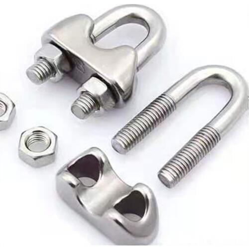 Chromed Stainless Steel 304 Single Wire Rope Clips - Cable Clamps 20mm