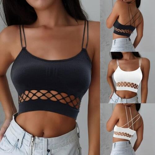 2021 Summer Fashion Black Crop Top Women Hollow Out Sleeveless Top Womens Clothing Tank Tops Top Sexy Bustier Tops Plus Size