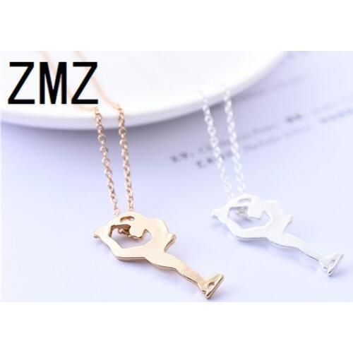 ZMZ 30pcs/lot 2018 Europe/US hot selling figure skater necklace pendant ice skating woman silhouette outdoor sports jewelry