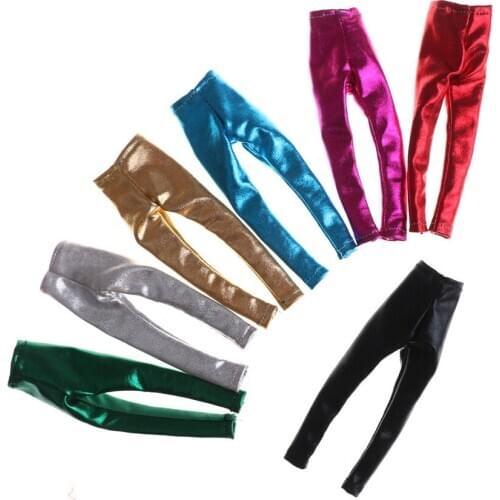 1 PC Good Quality Candy Color Leather Elastic Bottom Pants Clothes Trousers For Doll